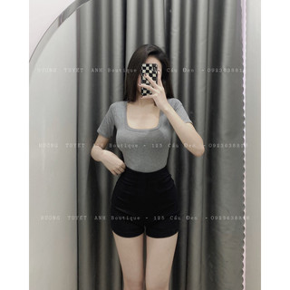 Áo croptop cổ U lụa mềm