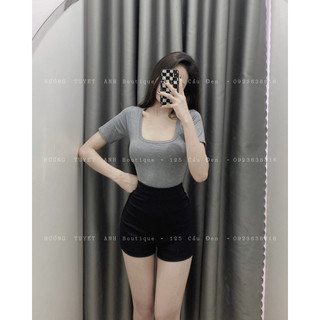 Áo croptop cổ U lụa mềm