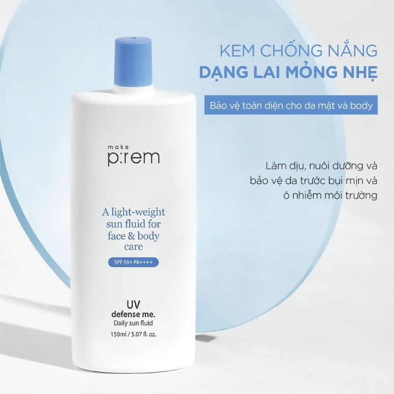 [Bản mới] Kem chống nắng Make Prem UV Defense Me 150ml & Watery Capsule 50ml phù hợp dùng cho cả mặt và body