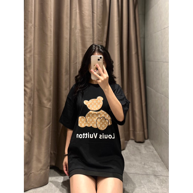 Áo Thun Tay Lỡ Form Rộng Unisex , Chất Cotton Khô - T shirt gấu Louis Vuitton