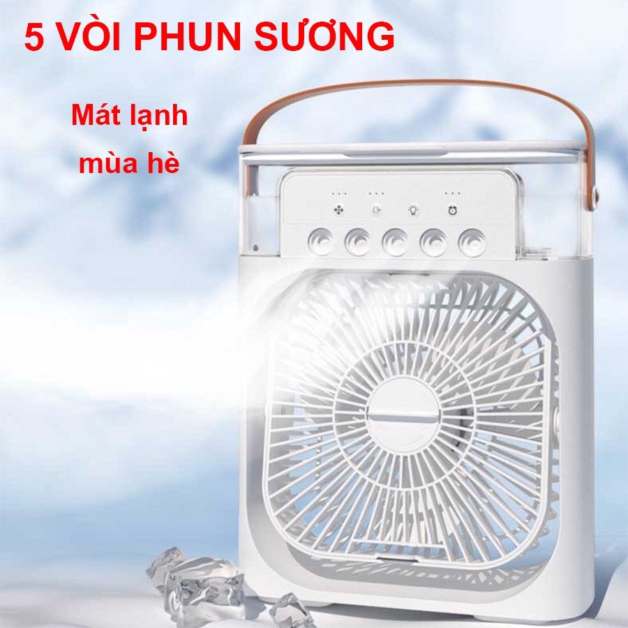 Quạt Điều Hòa Phun Sương Hơi Nước Mini Để Bàn 3 Chế Độ Tích Hợp Led - Quạt Phun Sương Mini Tiện Lợi