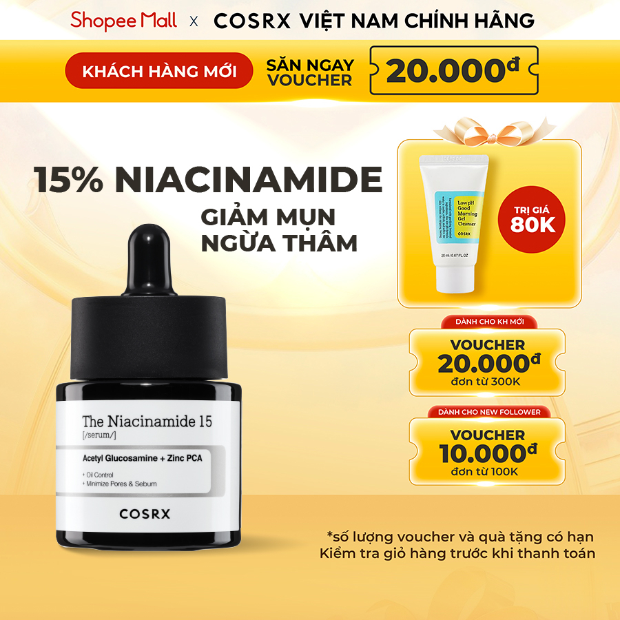 Tinh chất Niacinamide 15% chăm sóc da mụn toàn diện COSRX The Niacinamide 15 Serum 20ml
