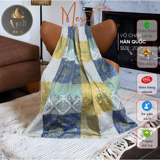 Vỏ chăn cotton lụa Hàn Quốc 4 mùa, đắp thẳng mùa Hè, Thu - có khóa kéo lồng được ruột cho mùa Đông, Xuân by Merci