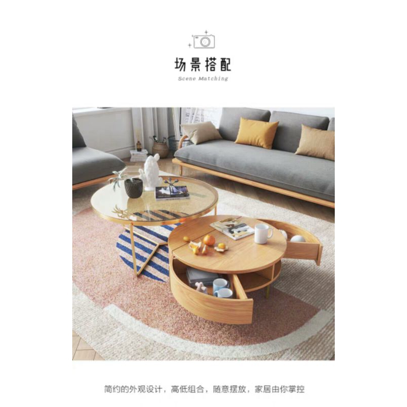 Bàn trà sofa tròn thông minh bt10