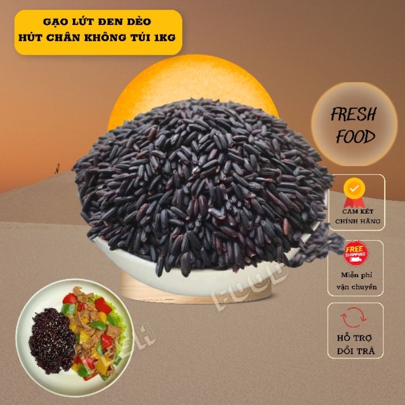 Gạo lứt đen dẻo Điện Biên giảm cân túi 1KG hút chân không