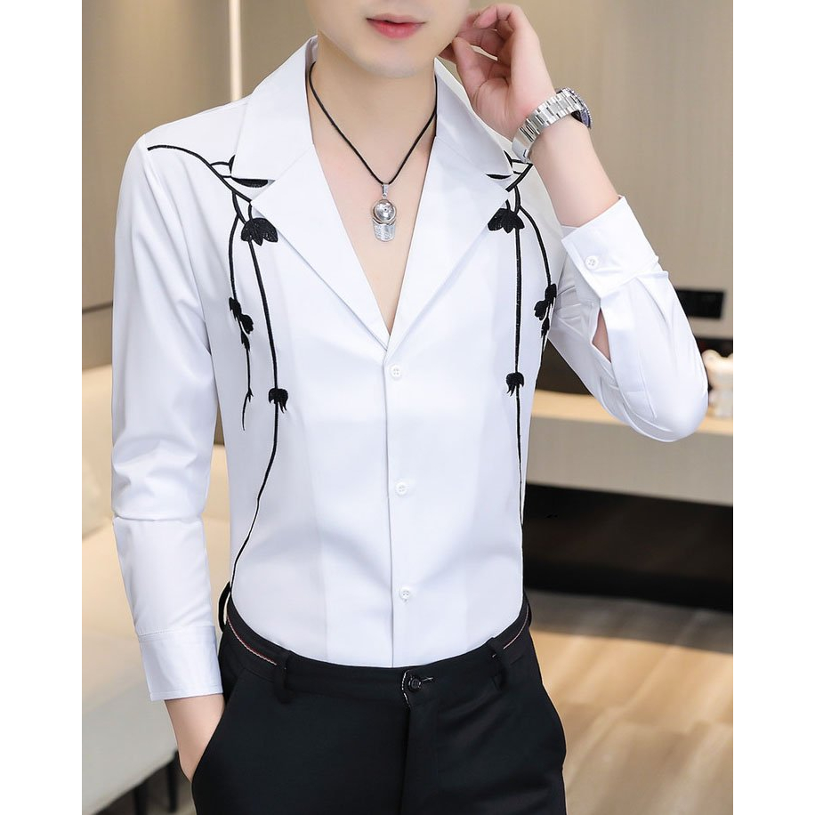 Áo Sơ Mi, Áo Sơ Mi Nam dài tay cổ vest phong cách trẻ trung,lịch lãm N34 hàng đặt thiết kế riêng.giá tận gốc.