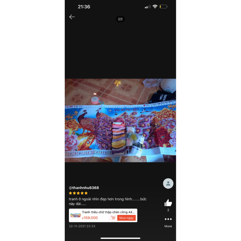 Tranh thêu chữ thập chim công Ailuo 3D AL53497 |122x52 cm| chưa thêu