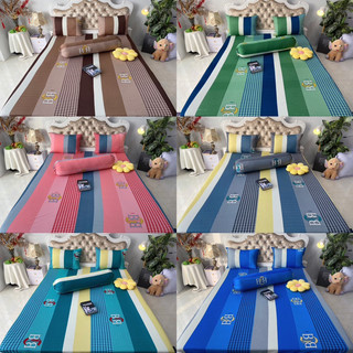 Bộ drap thun hàn quốc 4 món hoạ tiết kẻ sọc sáu màu sắc siêu đẹp