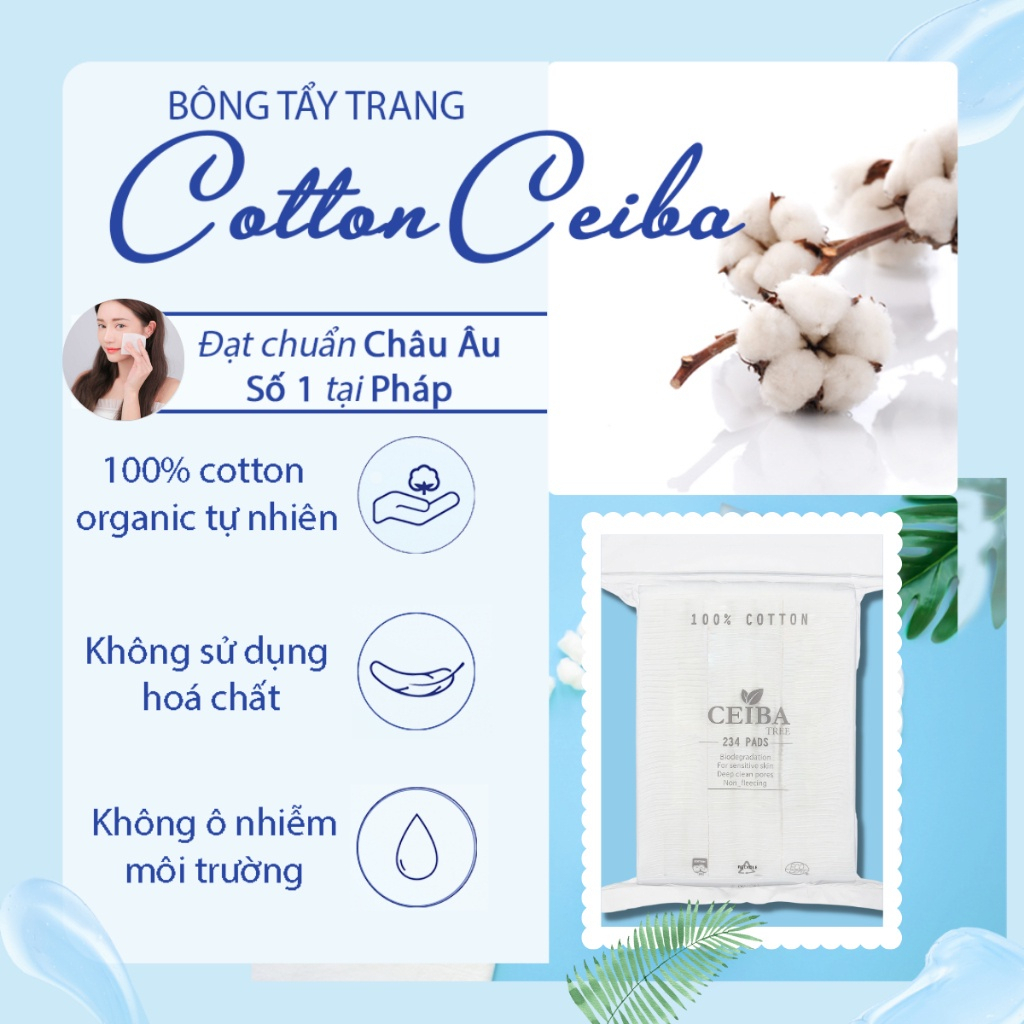 Bông Tẩy Trang Ceiba Tree Organic 100% Cotton Pad 234 Miếng