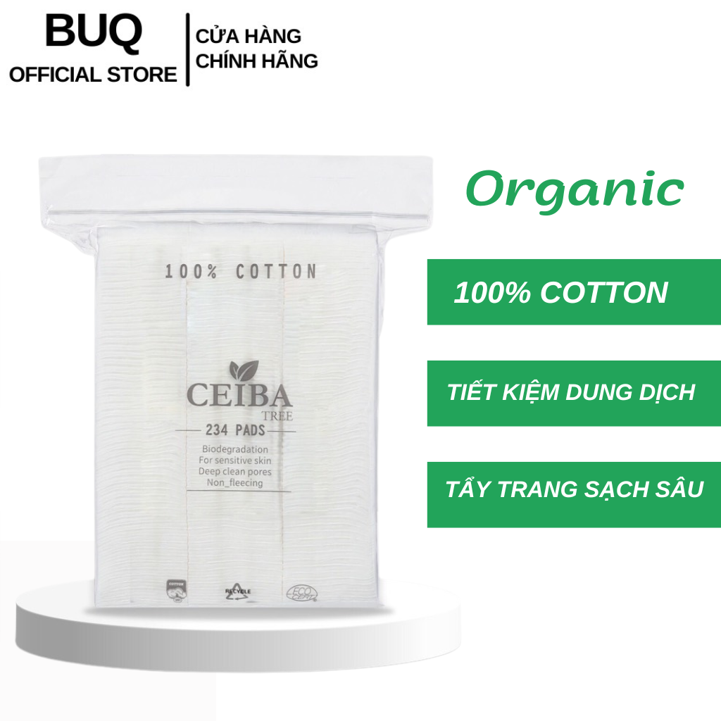 Bông Tẩy Trang Ceiba Tree Organic 100% Cotton Pad 234 Miếng