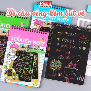 Sổ cào cầu vồng Pison nhiều kích thước , sổ ghi chú dễ thương - 1 cuốn