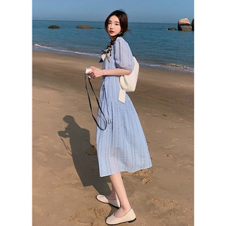 ĐẦM  MAXI CỔ VUÔNG CỘT EO TAY BỒNG