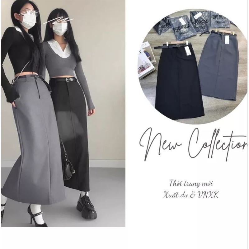 Chân váy dáng dài VERO MODA xẻ sau kèm đai