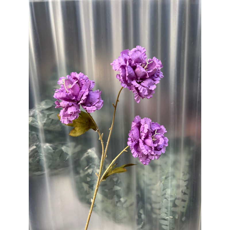 Hoa giả/ Hoa Cát Tường cành 3 bông nở dài 75 cm decor nhà cửa, cửa tiệm