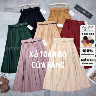 Chân váy xếp ly dáng lửng kèm đai  hàng đẹp Quảng Châu 93HEY CV03