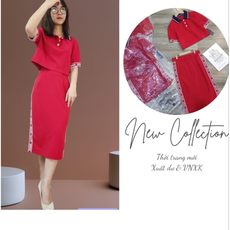 Bộ áo polo và chân váy bút chì TOM..MY siêu đẹp