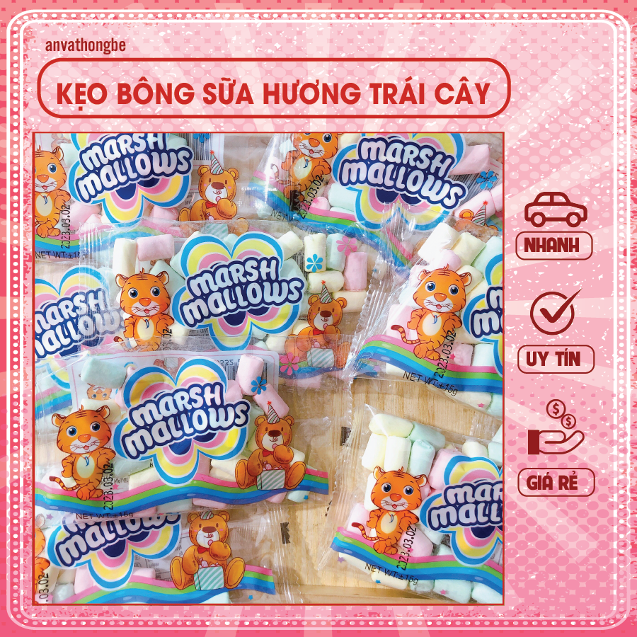 Kẹo Mashmallow trái cây, bông gòn |15gr|