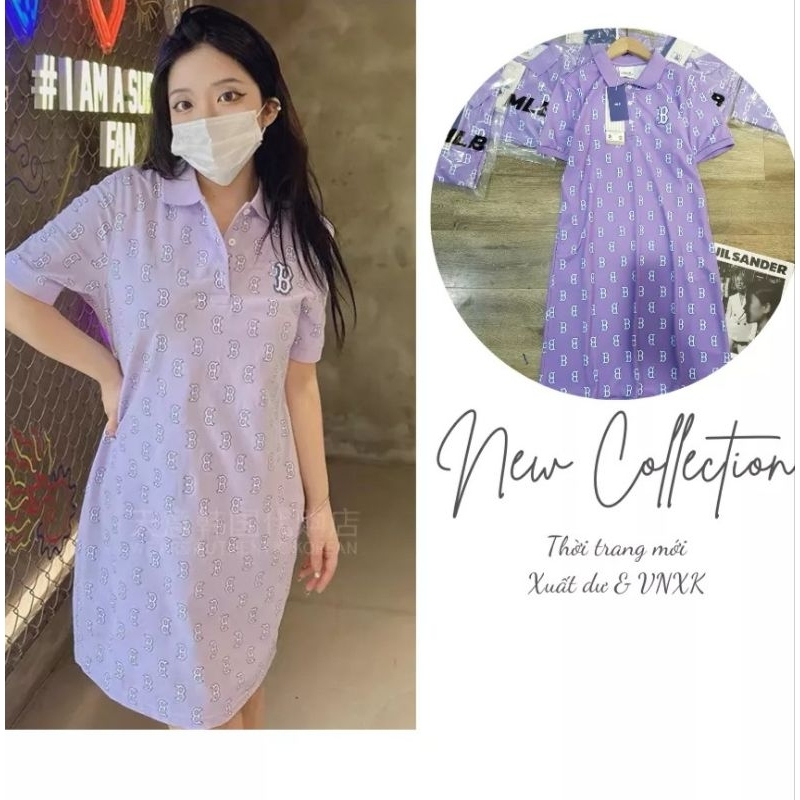 Váy polo MLBB tím hàng dư xịn chất cực đẹp họa tiết "B" siêu hot