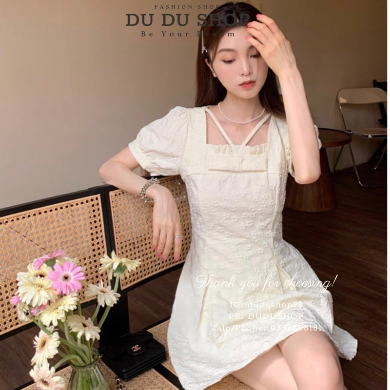 Sinee Dress Váy hoa cổ vuông dáng xoè mùa hè 2023 phong cách Hàn Quốc tiểu thư