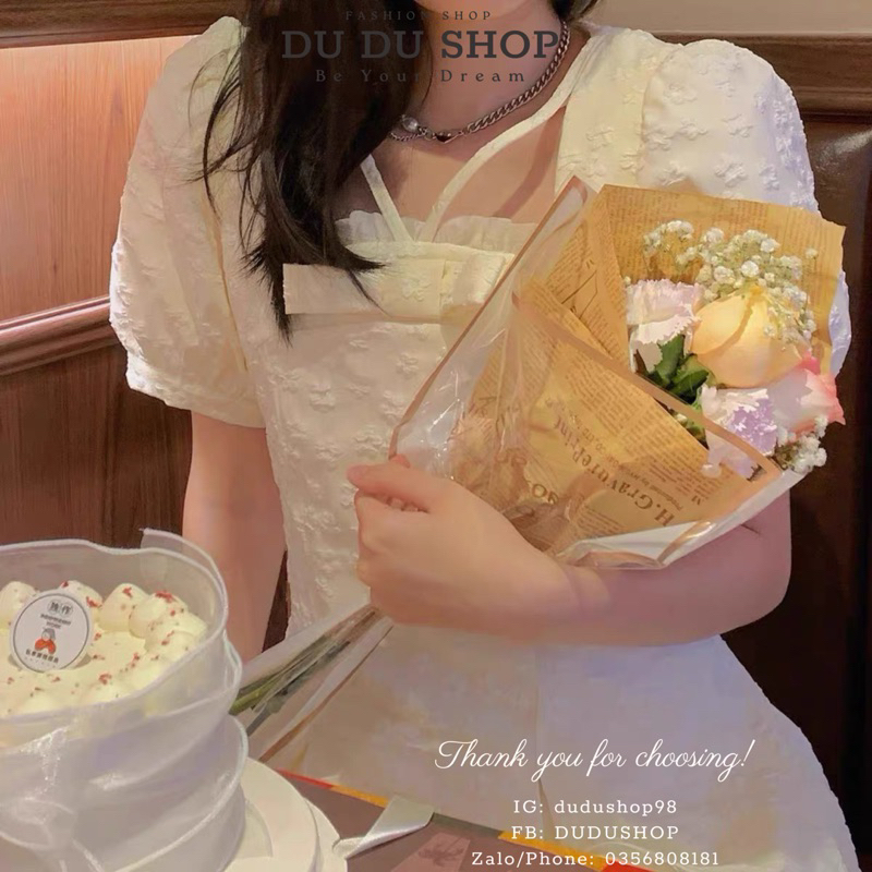 Sinee Dress Váy hoa cổ vuông dáng xoè mùa hè 2023 phong cách Hàn Quốc tiểu thư