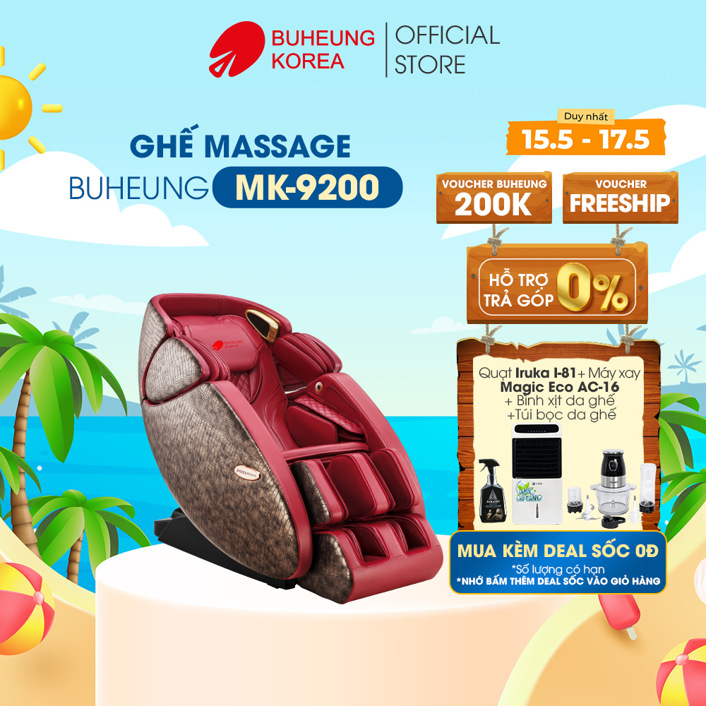 Ghế Massage thương gia Buheung Mk-9200 5D Master Yoga, da cao cấp, massage 5D, túi khí toàn thân, 12 bài massage tự động