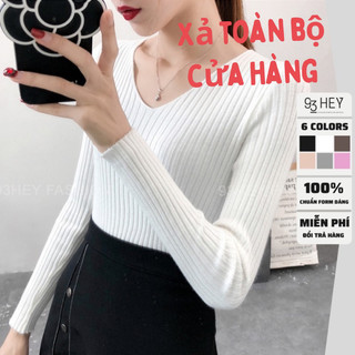 Áo len nữ cổ tim dài tay 93HEY áo len mềm mại đơn giản cá tính AL03