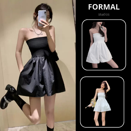 Set áo quây ngực liền quần đùi dáng suông phong cách tiểu thư - Jumsuit nhiều màu sang chảnh hàng quảng châu cao cấp F23