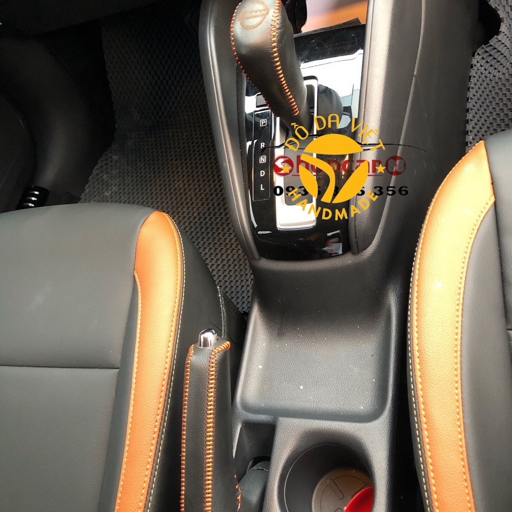 ( NISSAN ALMERA ) Bọc cần số, tay phanh xe Nissan Almera 2021-2023. Da bò thật bảo hành 2 năm