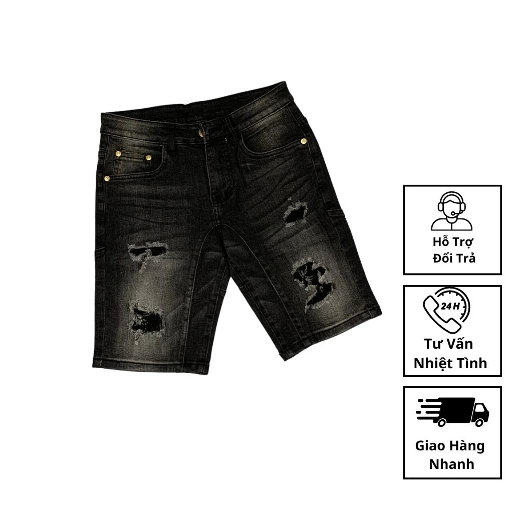 Quần short jean nam rách đẹp 3 màu cao cấp quần ngố bò nam form xuông phong cách trẻ trung