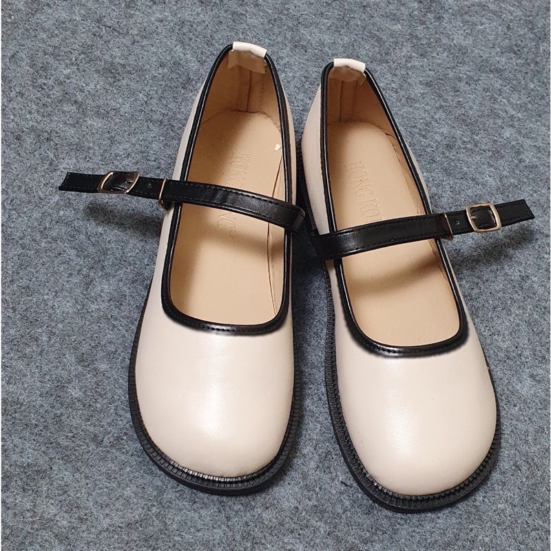 Pass giầy Lolita kem viền đen