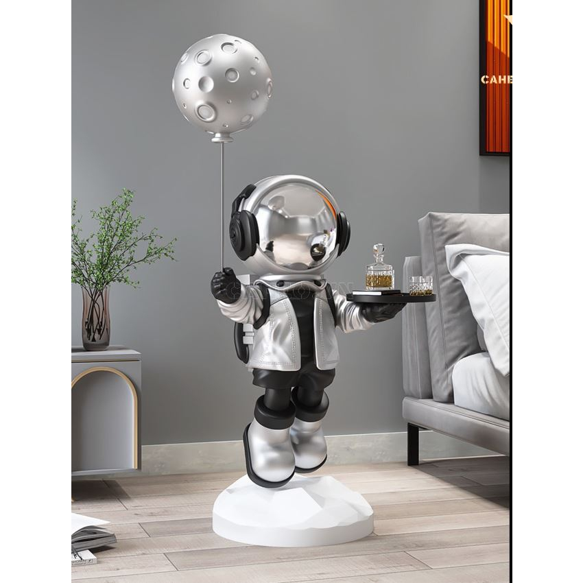 Mô Hình Tượng Đèn Trang Trí Phi Hành Gia Cầm Bóng, Ôm Tim, Bê Khay Decor Nhà Cửa,Tượng Phi Hành Gia Đẹp
