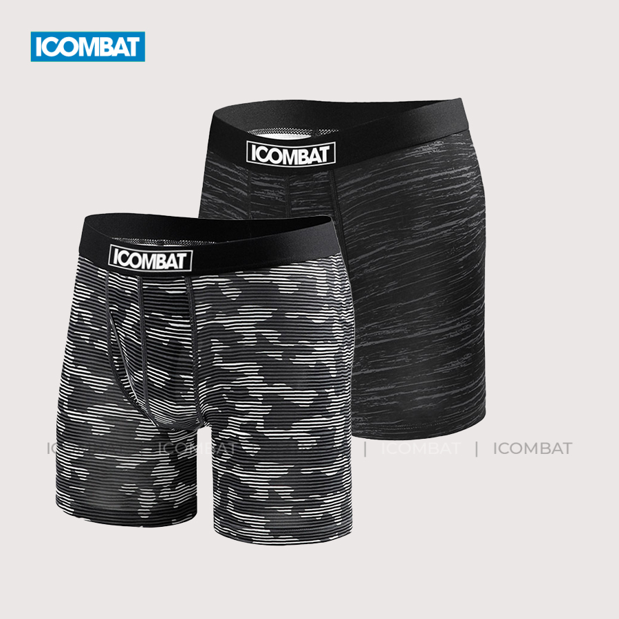 Bộ 2 quần lót thể thao nam iCombat Camo/Mono boxer dạng legging ngắn CoolMax thoải mái vận động