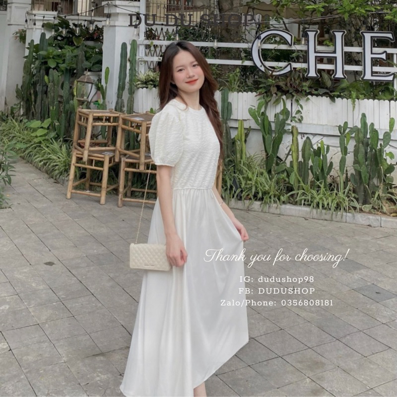 Váy tiểu thư cổ tròn tay bồng mùa hè 2023 phong cách Hàn Quốc Rosie Dress