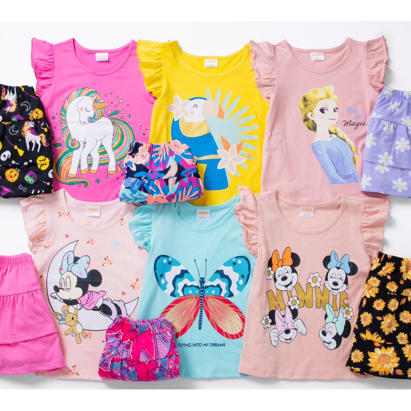 Bộ cotton bé gái, áo thun+chân váy 2 tầng