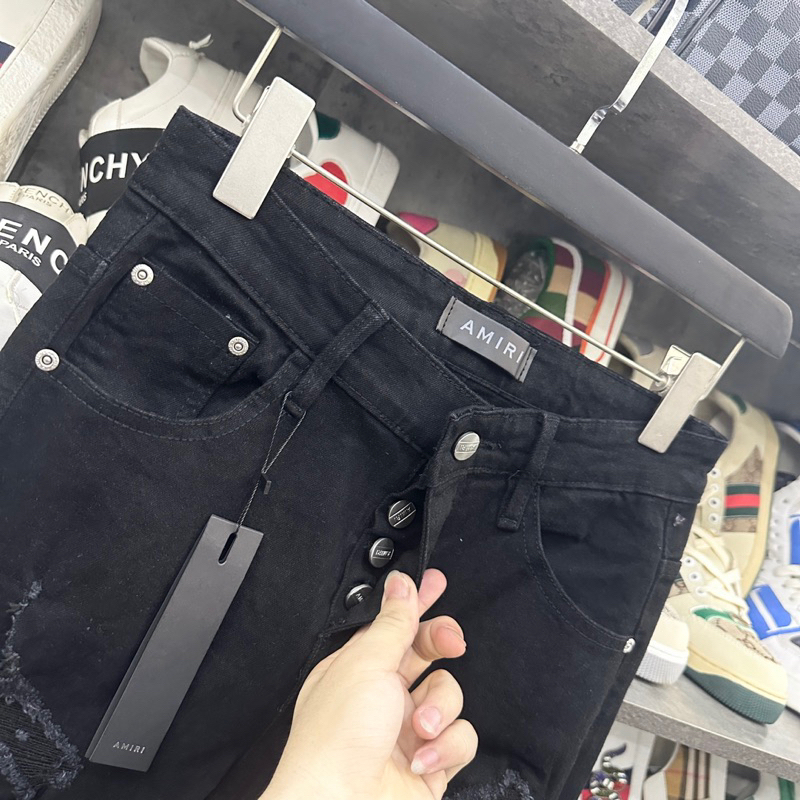 Quần JEAN 4 Khuy Vá Gối Kim Tuyến Quần Skinny Jean Nam Rách Gối Da Đen Vá Gối Họa Tiết Hot