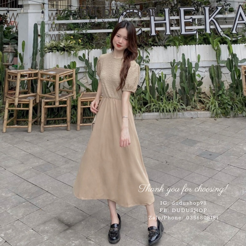 Váy tiểu thư cổ tròn tay bồng mùa hè 2023 phong cách Hàn Quốc Rosie Dress