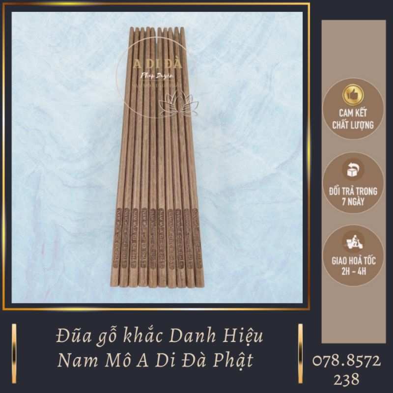 Combo 10 đôi Đũa Gỗ Nam Mô A Di Đà Phật