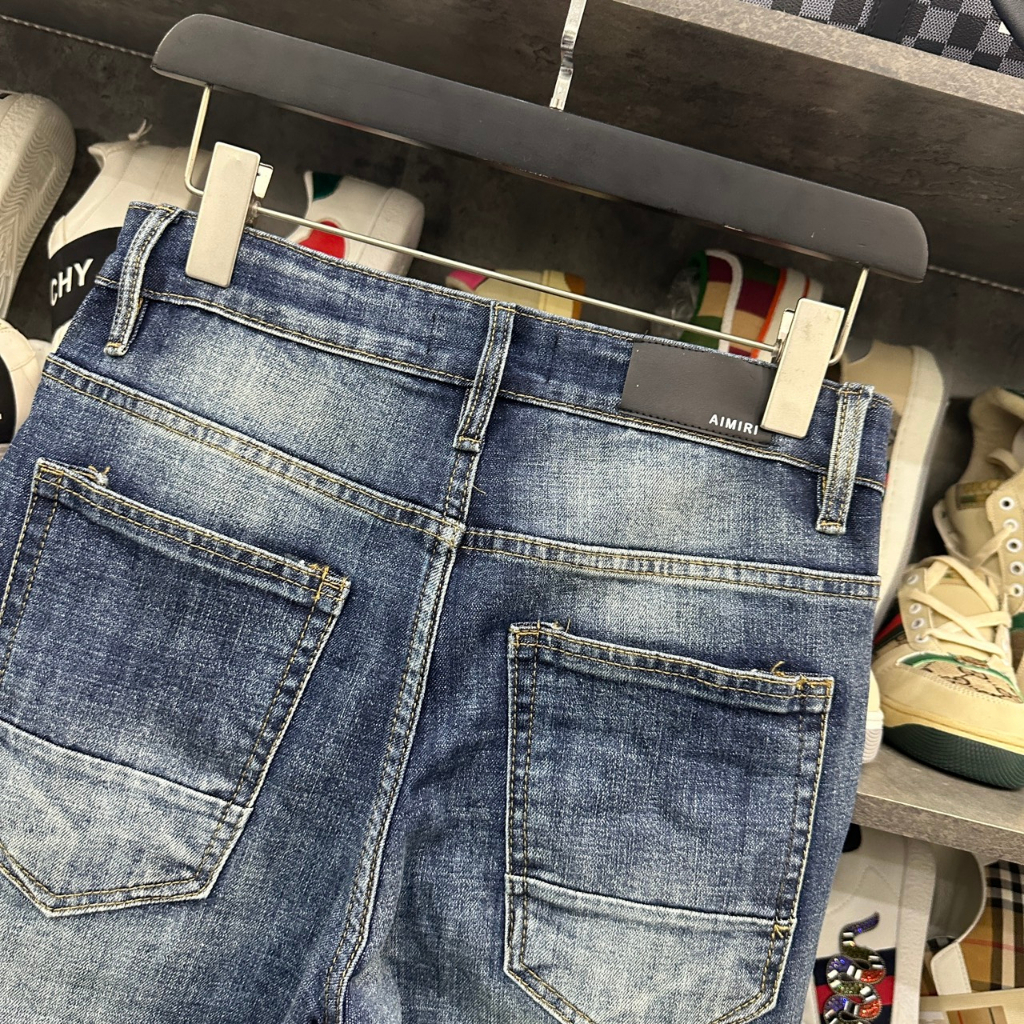 Quần Bò Nam 4 Khuy Like_Auth Xanh Khói Gối Vá Đỏ Quần Jean Nam Amiri Xanh Nhạt Mài Bạc Rách Xước Mẫu Hot | BigBuy360 - bigbuy360.vn
