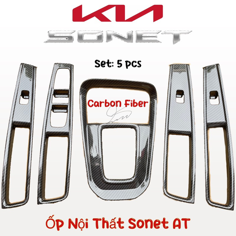 Ốp nội thất xe Kia Sonet 2022 2023 Carbon bản AT Phụ kiện dán trang trí xe 2023