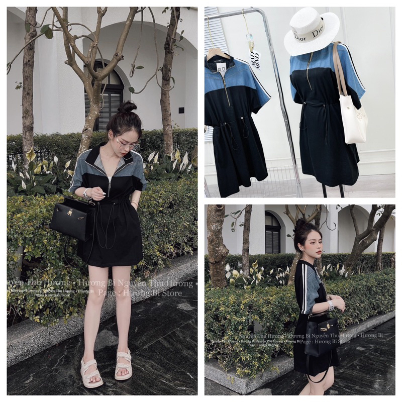 [ 𝐅𝐑𝐄𝐄 𝐒𝐇𝐈𝐏 ] Váy cotton phối bò rút eo về cực đẹp Chất váy ct khô sịn đẹp Hàng may kỹ Lên form chuẩn mẫu