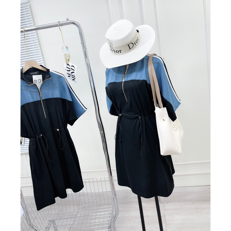 [ 𝐅𝐑𝐄𝐄 𝐒𝐇𝐈𝐏 ] Váy cotton phối bò rút eo về cực đẹp Chất váy ct khô sịn đẹp Hàng may kỹ Lên form chuẩn mẫu