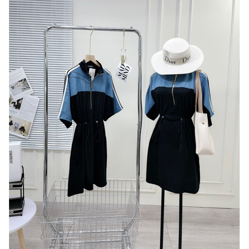 [ 𝐅𝐑𝐄𝐄 𝐒𝐇𝐈𝐏 ] Váy cotton phối bò rút eo về cực đẹp Chất váy ct khô sịn đẹp Hàng may kỹ Lên form chuẩn mẫu