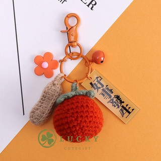 Móc khóa lucky , móc khóa gấu bông , móc khóa đan len thủ công hình quả dâu, móc khóa quả hồng ,móc khóa siêu cute