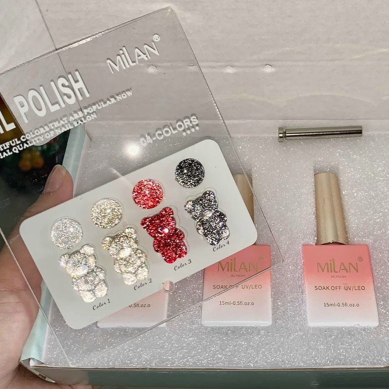 Set Sơn Gel Nhũ Flash Milan 4 Màu - Tặng Kèm Bảng Màu
