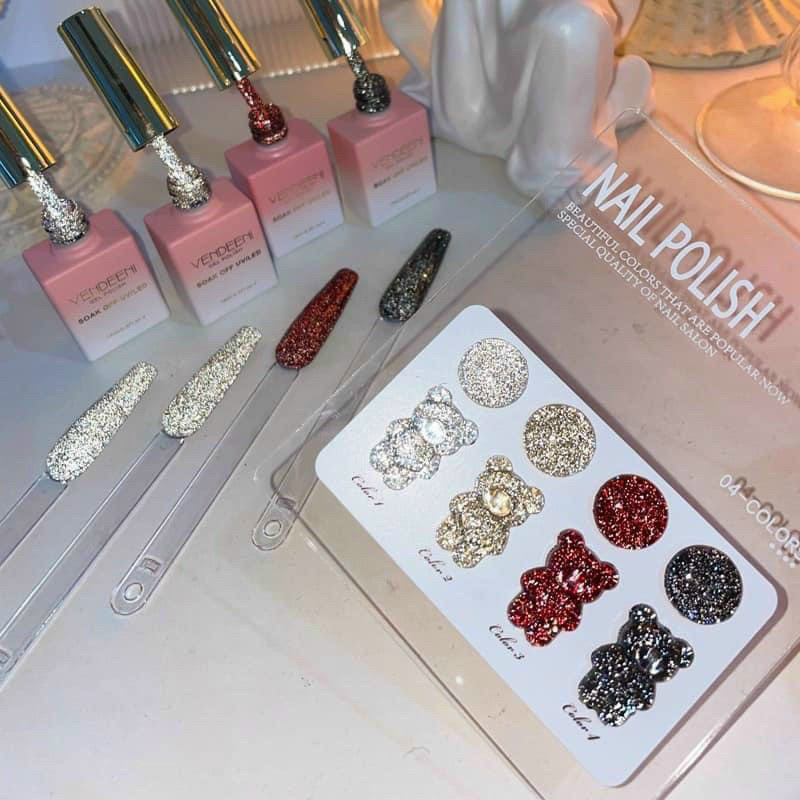 Set Sơn Gel Nhũ Flash Milan 4 Màu - Tặng Kèm Bảng Màu