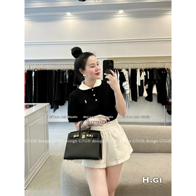 Áo phông nữ trắng cộc tay , áo thun polo nữ thêu ngựa .Áo chất cotton giấy loại 1.