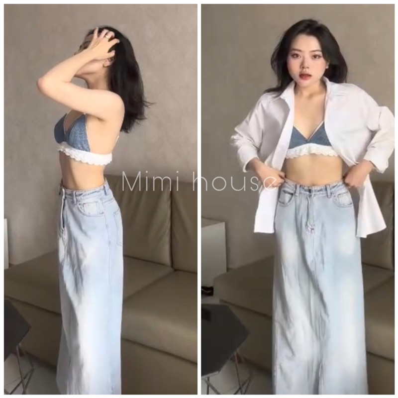 Áo Bra dễ thương phối ren , có thể mặc đi biển - Handmade by Mimi house