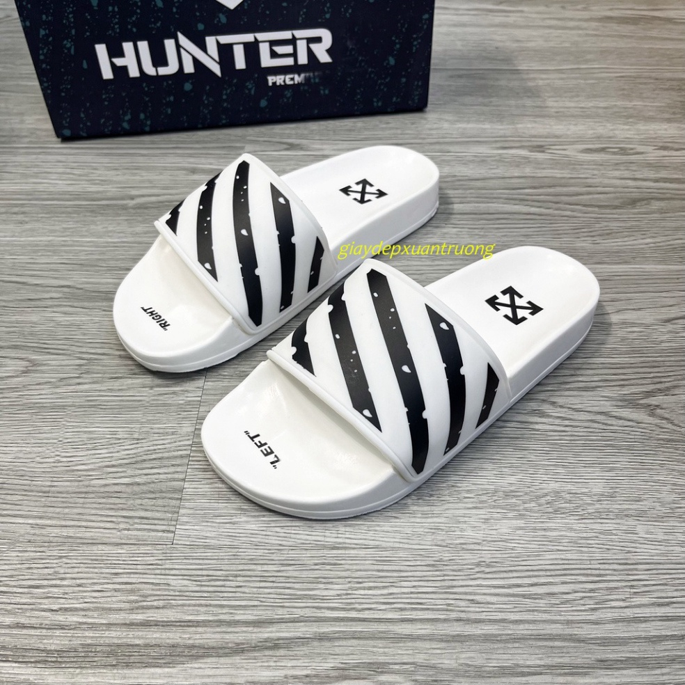 Dép nam quai ngang off white kẻ sọc đen trắng HOTTREND MÙA HÈ 2023