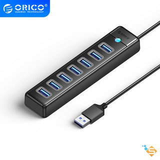 Bộ chia HUB USB 3.0 7 cổng Orico PW7U Nhở Gọn Dùng Cho PC Laptop Macbook iPAD 5Gbps - Bảo Hành Chính Hãng 12 Tháng