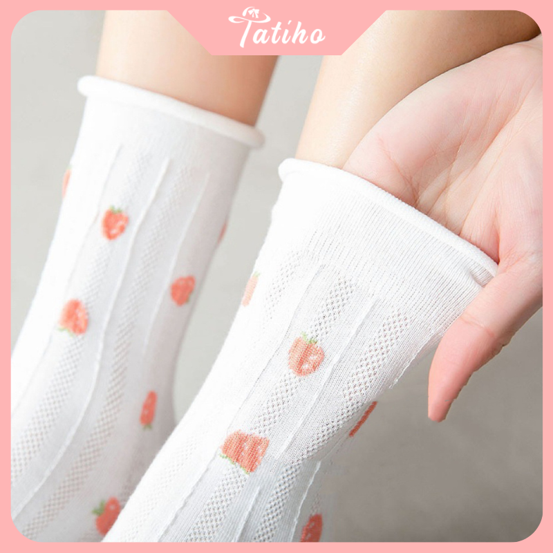 Vớ tất unisex cổ cao nam nữ chất cotton mềm mịn họa tiết phối dễ thương tone tím trắng phong cách Hàn Quốc - Mã TV007